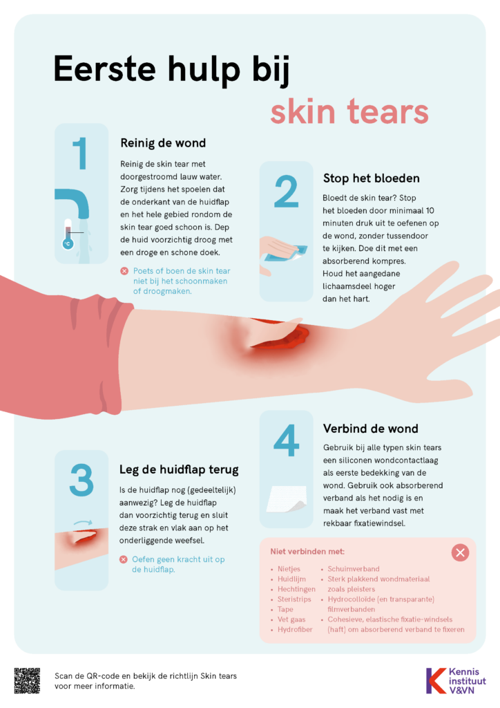 instructies zorgverleners voor eerste hulp bij skin tears
