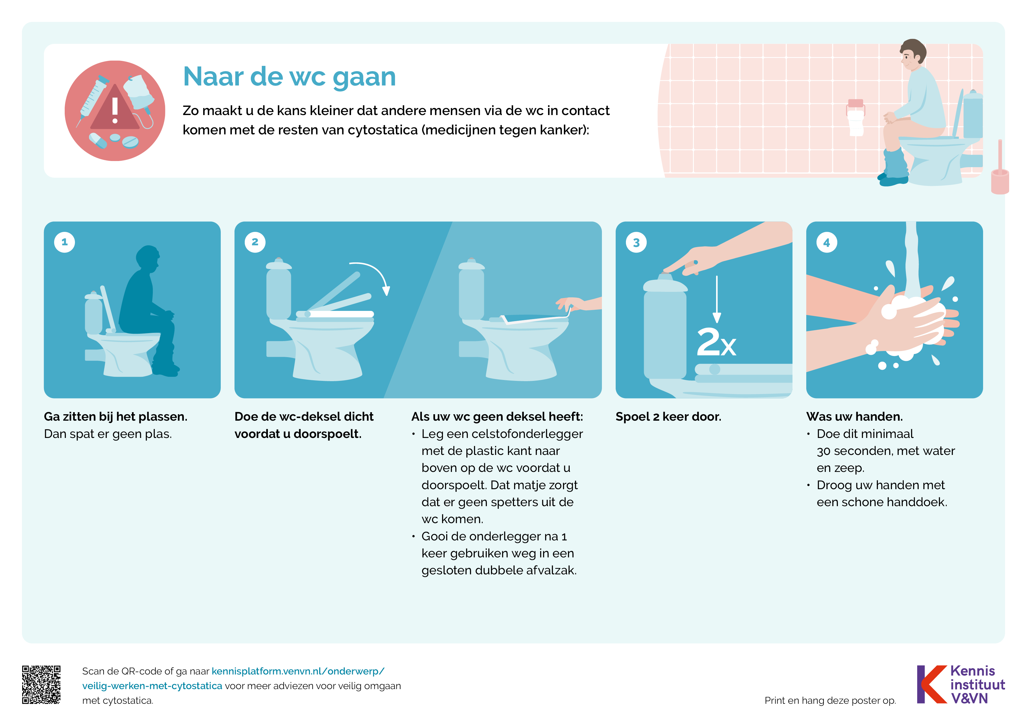 Veilig omgaan met cytostatica afbeelding naar de wc gaan