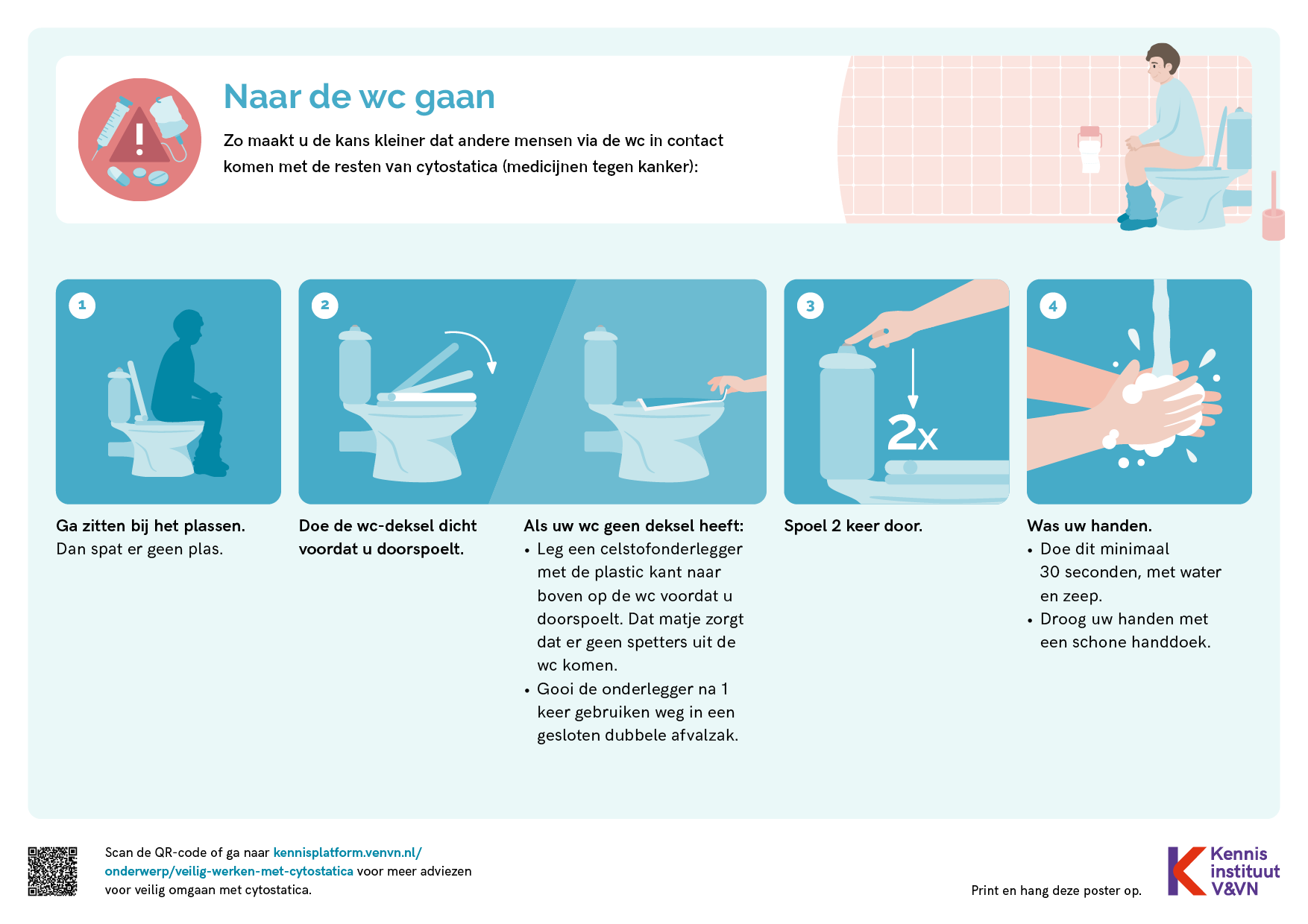 Veilig omgaan met cytostatica afbeelding naar de wc gaan