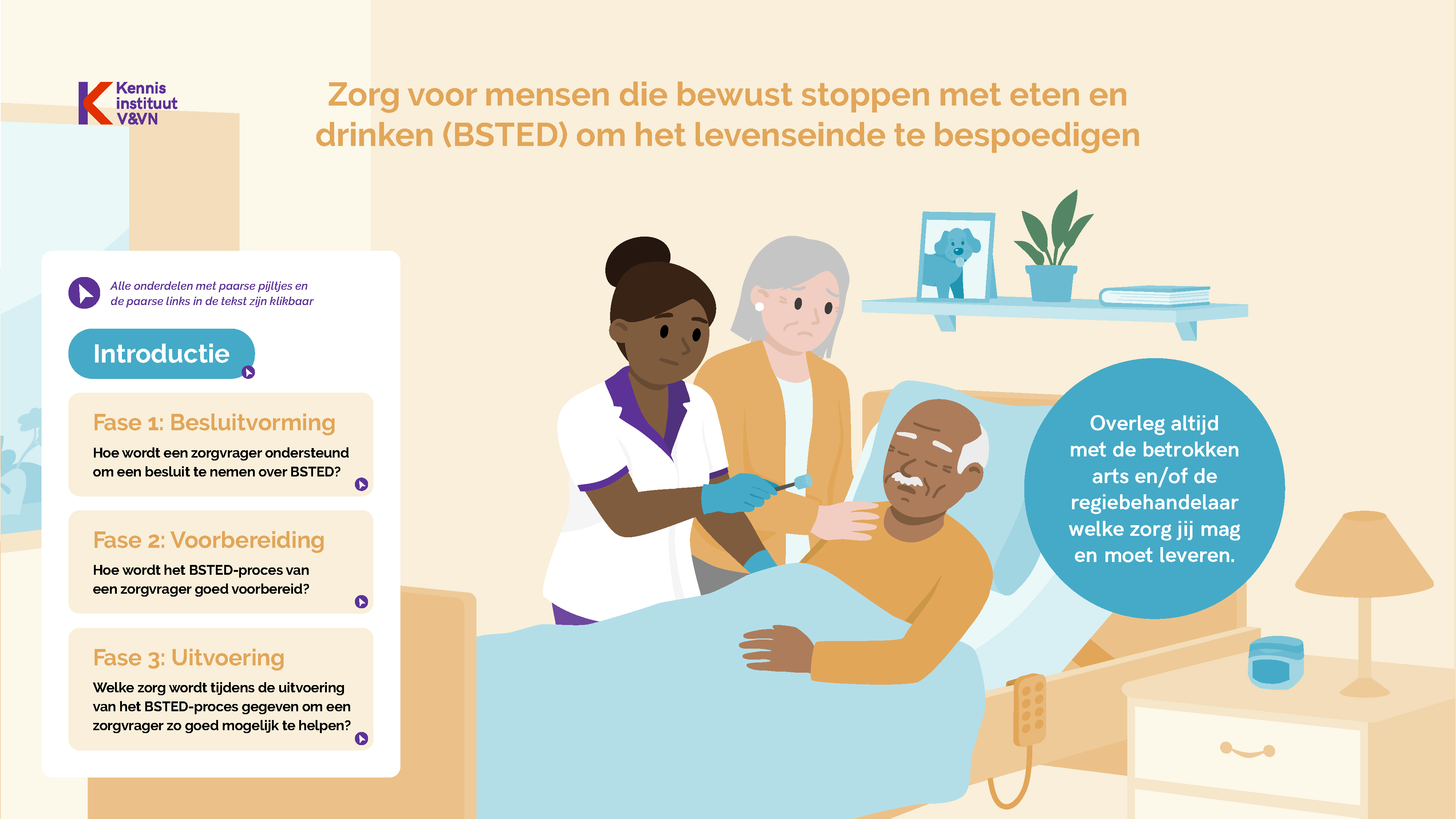 stoppen met eten en drinken: zorgverlener geeft mondverzorging met naaste aan bed
